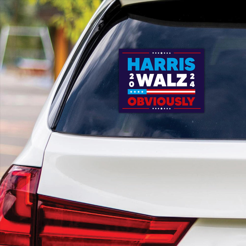 Harris Walz Obviously Sticker Vinyl Decal, Harris For President 2024 Vinyl Sticker, Childless Cat Ladies Bumper Sticker - 6" x 4.5"