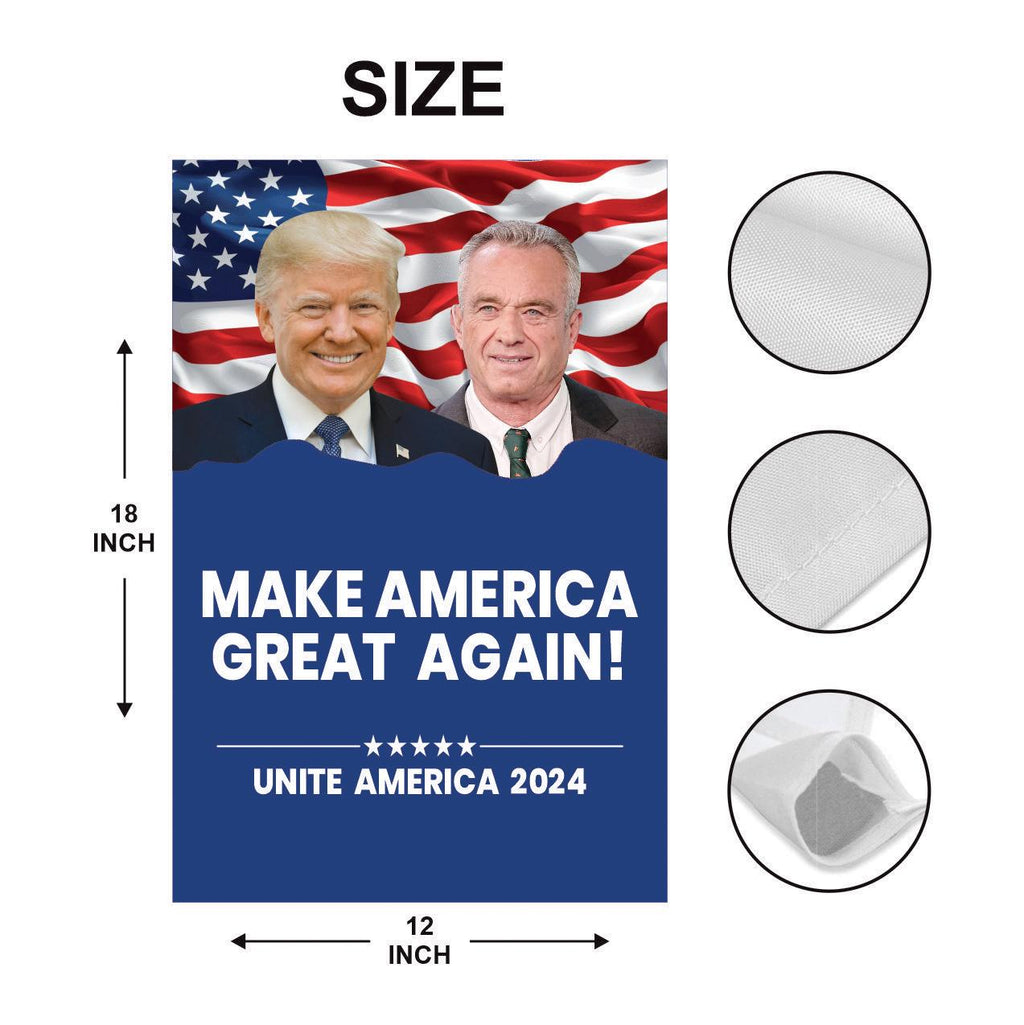 Trump Vance Kennedy 2024 Garden Flag - 12x18 Inch Double Sided, Trump Vance 2024 Flag, Unite America 2024 Flag, Trump 2024 Flag