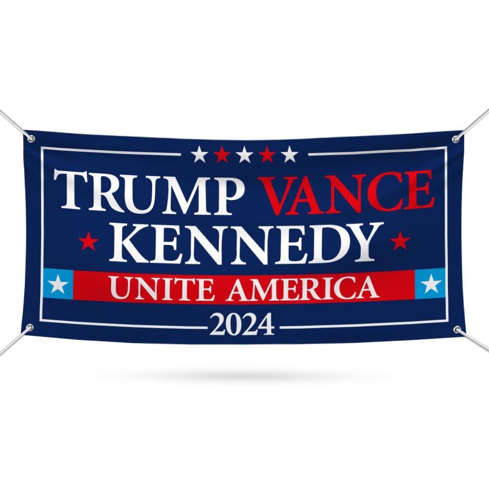 Trump Vance Kennedy 2024 Banner Sign, 13 Oz Heavy Duty Waterproof Trump For President 2024, Unite America Vinyl Banner with Metal Grommets