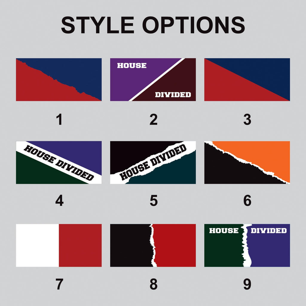 Custom House Divided Banner Sign, 13 Oz Hockey, Basketball, Baseball, Football, Any League, College, Team Rivalry Banner with Metal Grommets