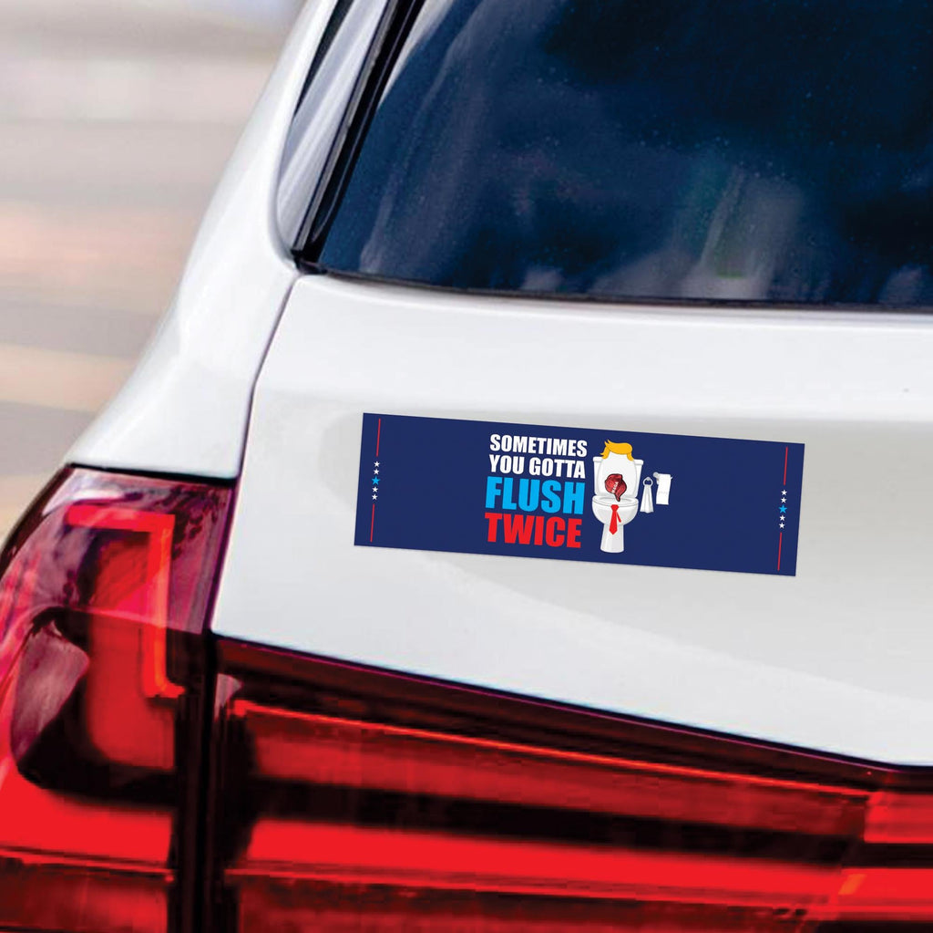 Sometimes You Gotta Flush Twice Car Magnet, Harris For President 2024 Vehicle Magnet, Flush Twice Anti Trump Magnet, Madam President Magnet