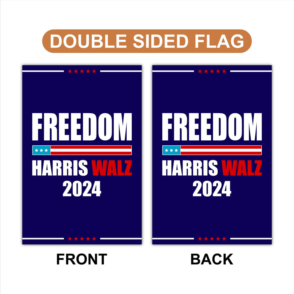 Harris Walz Freedom 2024 Garden Flag - 12x18 Inch Double Sided, Childless Cat Lady Flag, Kamala Harris For President, Madam President Flag