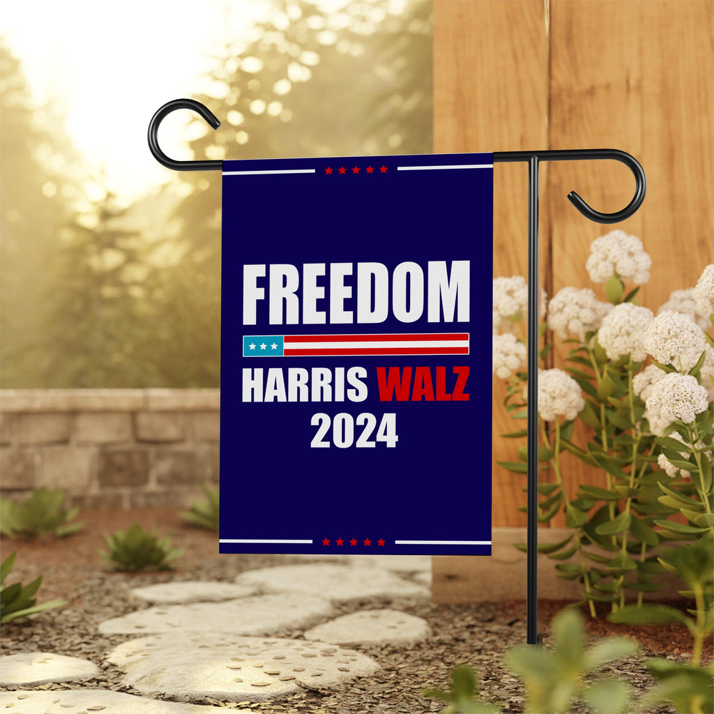 Harris Walz Freedom 2024 Garden Flag - 12x18 Inch Double Sided, Childless Cat Lady Flag, Kamala Harris For President, Madam President Flag