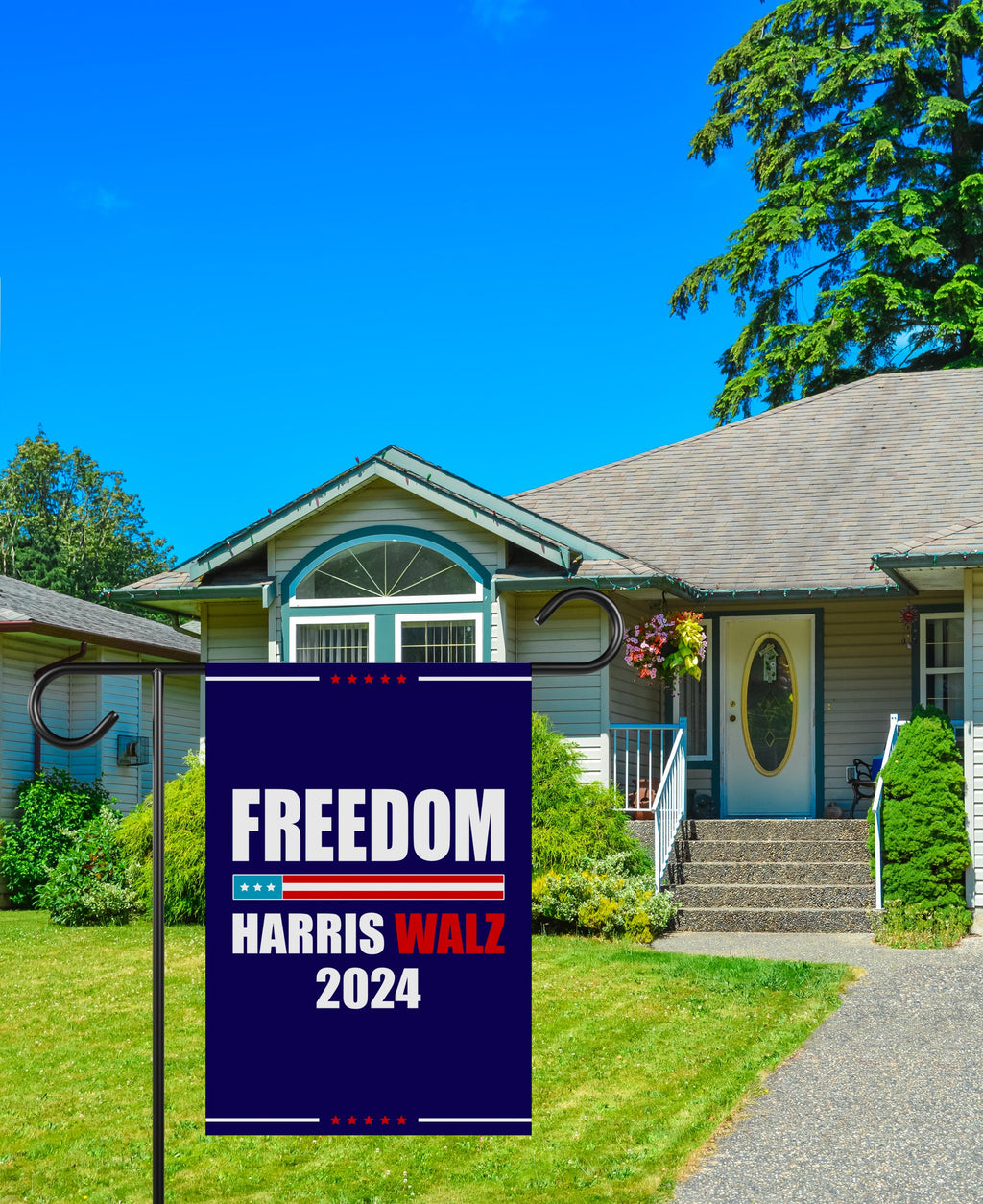 Harris Walz Freedom 2024 Garden Flag - 12x18 Inch Double Sided, Childless Cat Lady Flag, Kamala Harris For President, Madam President Flag