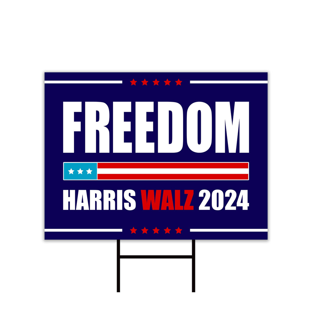 Harris Walz 2024 Freedom Yard Sign - Coroplast Harris For President 2024 Lawn Sign, President Election Obviously Signs with Metal H-Stake