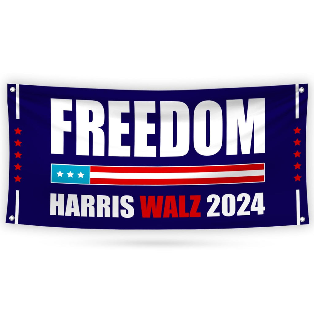 Harris Walz Freedom 2024 Banner Sign, 13 Oz Kamala Harris For President 2024, Election President 2024 Vinyl Banner with Metal Grommets