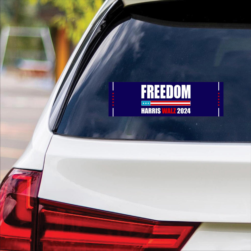 Harris Walz Freedom 2024 Sticker Vinyl Decal, Harris For President 2024 Vinyl Sticker, Childless Cat Ladies Bumper Sticker - 10" x 3"