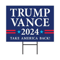 Trump Vance 2024 Yard Sign - Coroplast American Flag Donald Trump For President 2024, Take America Back Yard Sign with Metal H-Stake