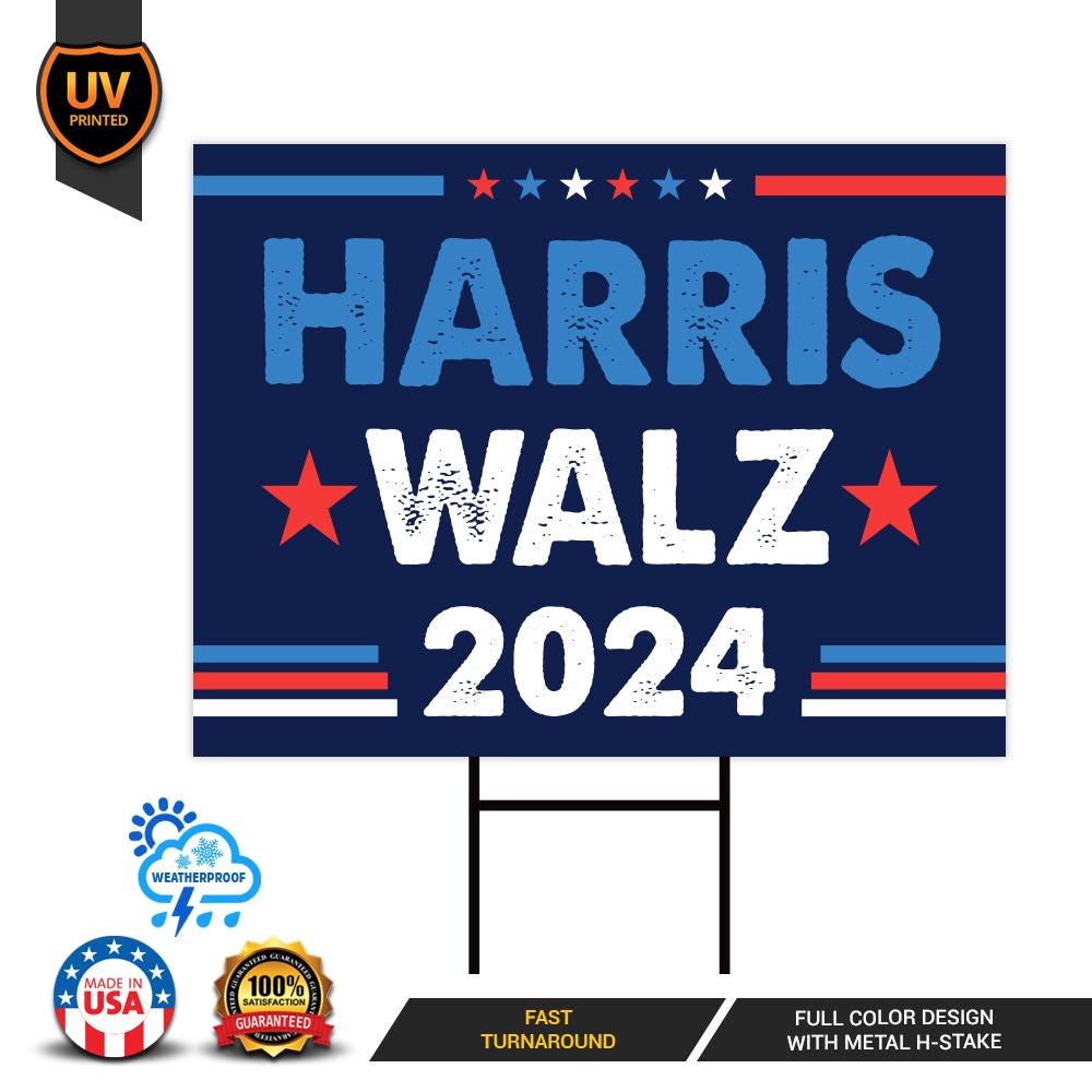 Harris Walz 2024 Obviously Yard Sign - Coroplast Harris For President 2024 Lawn Sign, Truth Hope Decency Election Signs with Metal H-Stake