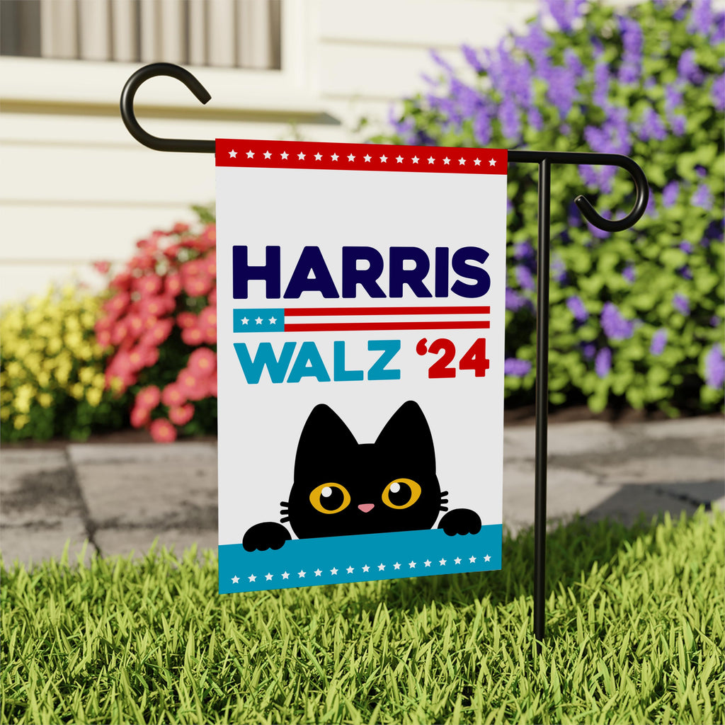 Harris Walz 2024 Obviously Garden Flag - 12x18 Inch Double Sided, Childless Cat Lady, Kamala Harris For President 2024, Madam President Flag
