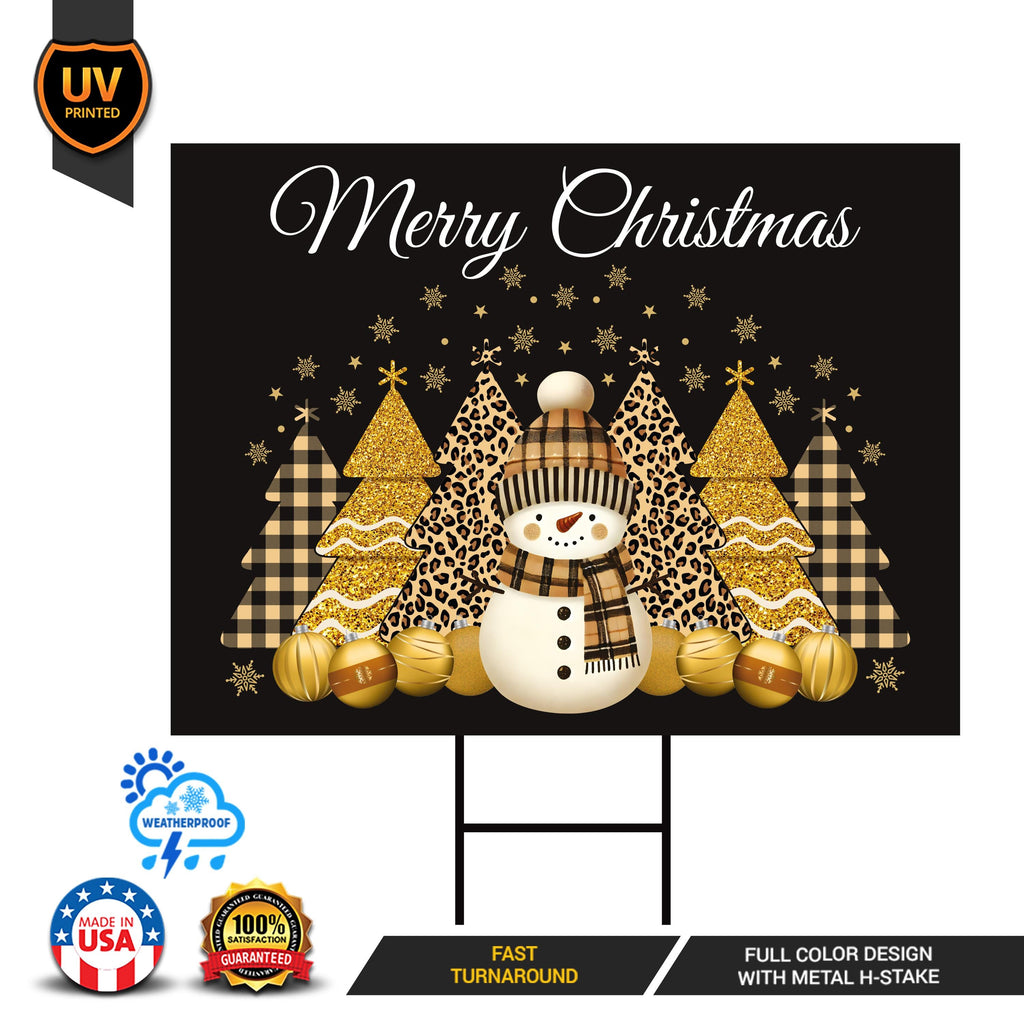 Christmas Yard Sign - Coroplast Christmas Tree Lawn Sign, Holiday, Winter,  Xmas Tree, Merry Christmas Welcome Yard Sign with Metal H-Stake