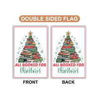 All Booked For Christmas Garden Flag - 12x18 Inch Double Sided, Christmas Book Tree Flag, Winter, Holiday Flag, Merry Christmas Welcome Flag