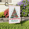 All Booked For Christmas Garden Flag - 12x18 Inch Double Sided, Christmas Book Tree Flag, Winter, Holiday Flag, Merry Christmas Welcome Flag