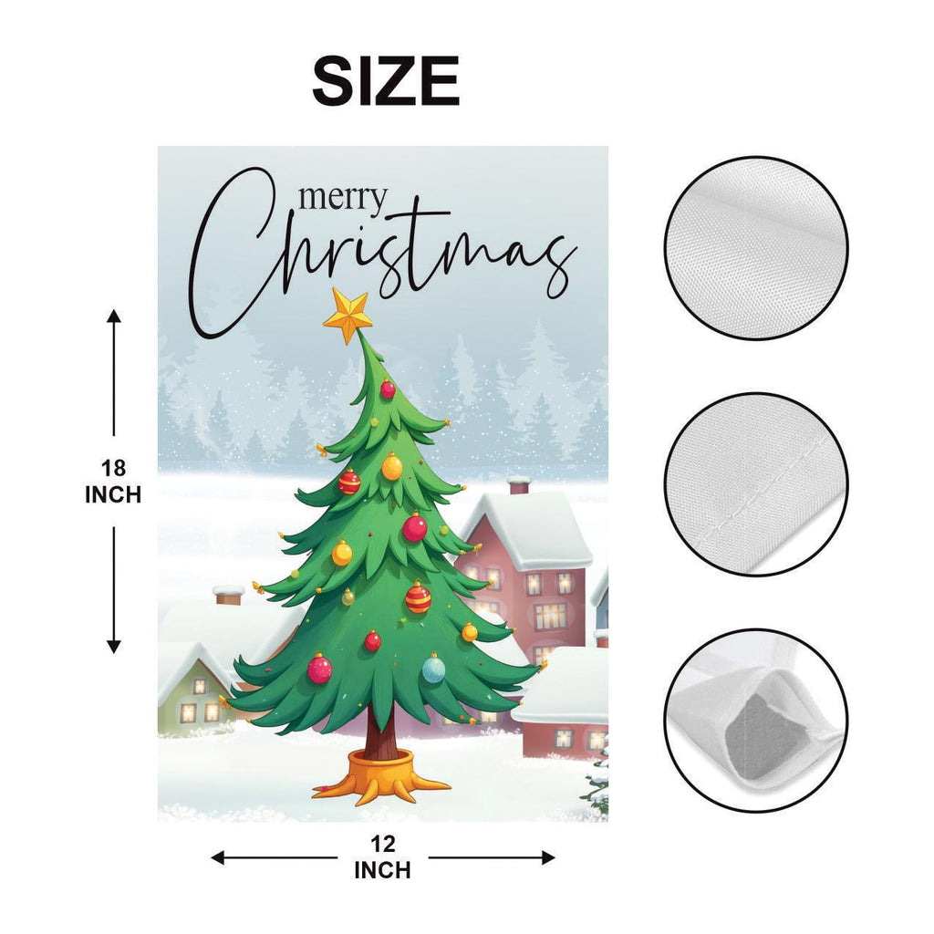 Christmas Garden Flag - 12x18 Inch Double Sided, Christmas Tree Flag, Holiday Flag, Winter Flag, Xmas Tree, Merry Christmas Welcome Flag