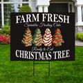 Farm Fresh Christmas Yard Sign - Christmas Tree Cake Lawn Sign, Holiday, Winter, Xmas Tree, Merry Christmas Yard Sign with Metal H-Stake