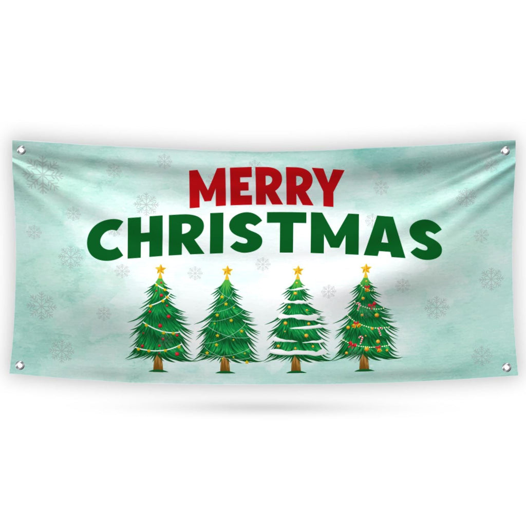 Christmas Banner Sign, 13 Oz Christmas Tree, Holiday, Winter, Xmas Tree Banner, Merry Christmas Welcome Vinyl Banner with Metal Grommets