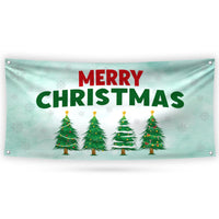 Christmas Banner Sign, 13 Oz Christmas Tree, Holiday, Winter, Xmas Tree Banner, Merry Christmas Welcome Vinyl Banner with Metal Grommets