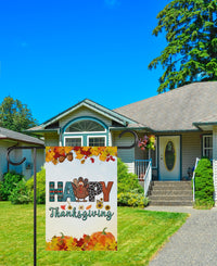 Happy Thanksgiving Turkey Garden Flag - 12x18 Inch Double Sided, Pumpkin Season, Thankful, Fall Flag, Autumn Flag, Thanksgiving Welcome Flag