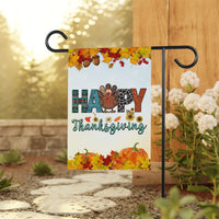 Happy Thanksgiving Turkey Garden Flag - 12x18 Inch Double Sided, Pumpkin Season, Thankful, Fall Flag, Autumn Flag, Thanksgiving Welcome Flag