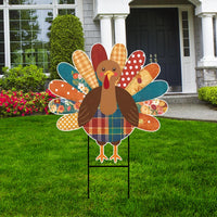 Happy Thanksgiving Yard Sign -  Turkey Lawn Sign, Thankful, Fall, Autumn, Pumpkin Season, Thanksgiving Welcome Yard Sign with Metal H-Stake