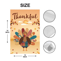 Happy Thanksgiving Turkey Garden Flag - 12x18 Inch Double Sided, Pumpkin Season, Thankful, Fall Flag, Autumn Flag, Thanksgiving Welcome Flag