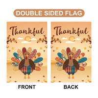 Happy Thanksgiving Turkey Garden Flag - 12x18 Inch Double Sided, Pumpkin Season, Thankful, Fall Flag, Autumn Flag, Thanksgiving Welcome Flag