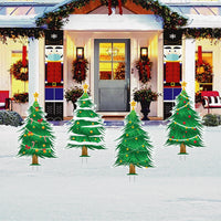 Christmas Tree Yard Sign Cutouts, Christmas Tree Theme Decorations Xmas Tree Walkway Props, Christmas Tree Yard Signs With Metal Stakes