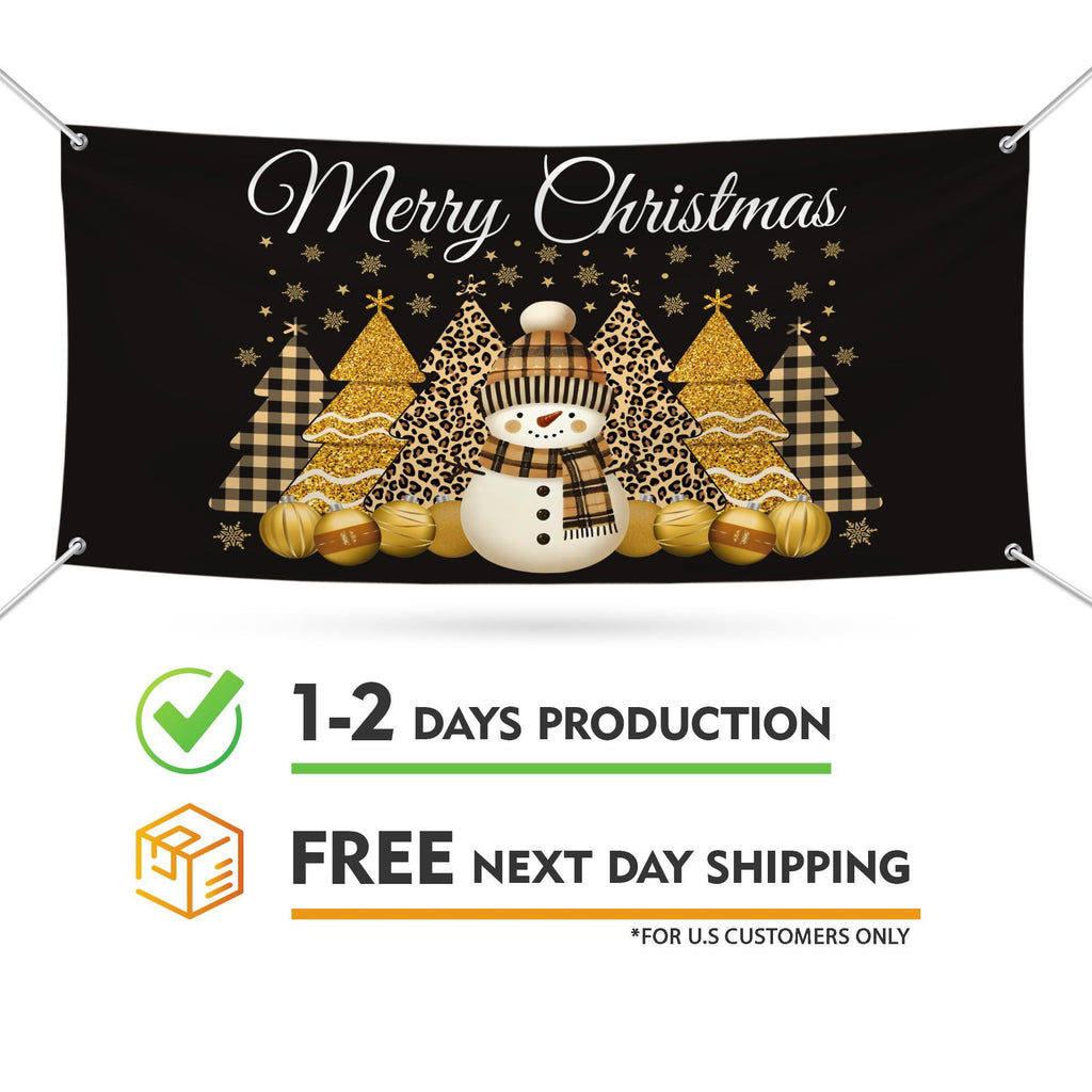 Christmas Banner Sign, 13 Oz Christmas Tree, Holiday, Winter, Xmas Tree Banner, Merry Christmas Welcome Vinyl Banner with Metal Grommets