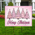 Pink Tree Christmas Yard Sign - Christmas Tree Lawn Sign, Holiday, Winter,  Xmas Tree, Merry Christmas Welcome Yard Sign with Metal H-Stake