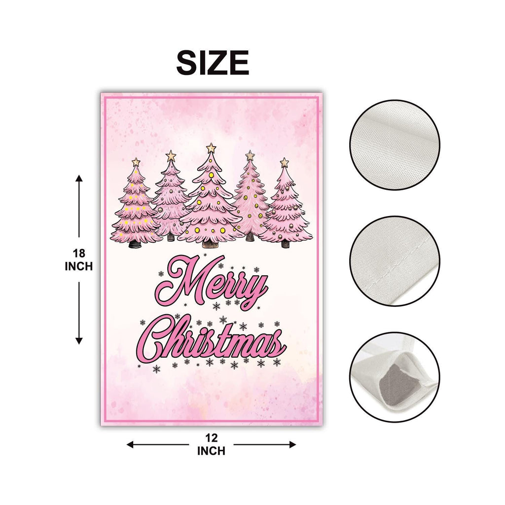 Pink Tree Christmas Garden Flag, 12x18 Inch Double Sided, Christmas Flag, Holiday Flag, Winter Flag, Xmas Tree, Merry Christmas Welcome Flag