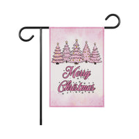Pink Tree Christmas Garden Flag, 12x18 Inch Double Sided, Christmas Flag, Holiday Flag, Winter Flag, Xmas Tree, Merry Christmas Welcome Flag
