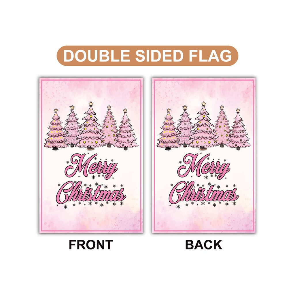 Pink Tree Christmas Garden Flag, 12x18 Inch Double Sided, Christmas Flag, Holiday Flag, Winter Flag, Xmas Tree, Merry Christmas Welcome Flag
