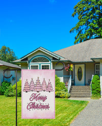 Pink Tree Christmas Garden Flag, 12x18 Inch Double Sided, Christmas Flag, Holiday Flag, Winter Flag, Xmas Tree, Merry Christmas Welcome Flag