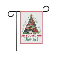 All Booked For Christmas Garden Flag - 12x18 Inch Double Sided, Christmas Book Tree Flag, Winter, Holiday Flag, Merry Christmas Welcome Flag