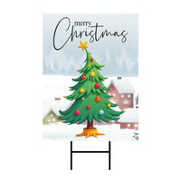 Christmas Yard Sign - Coroplast Christmas Tree Lawn Sign, Holiday, Winter,  Xmas Tree, Merry Christmas Welcome Yard Sign with Metal H-Stake