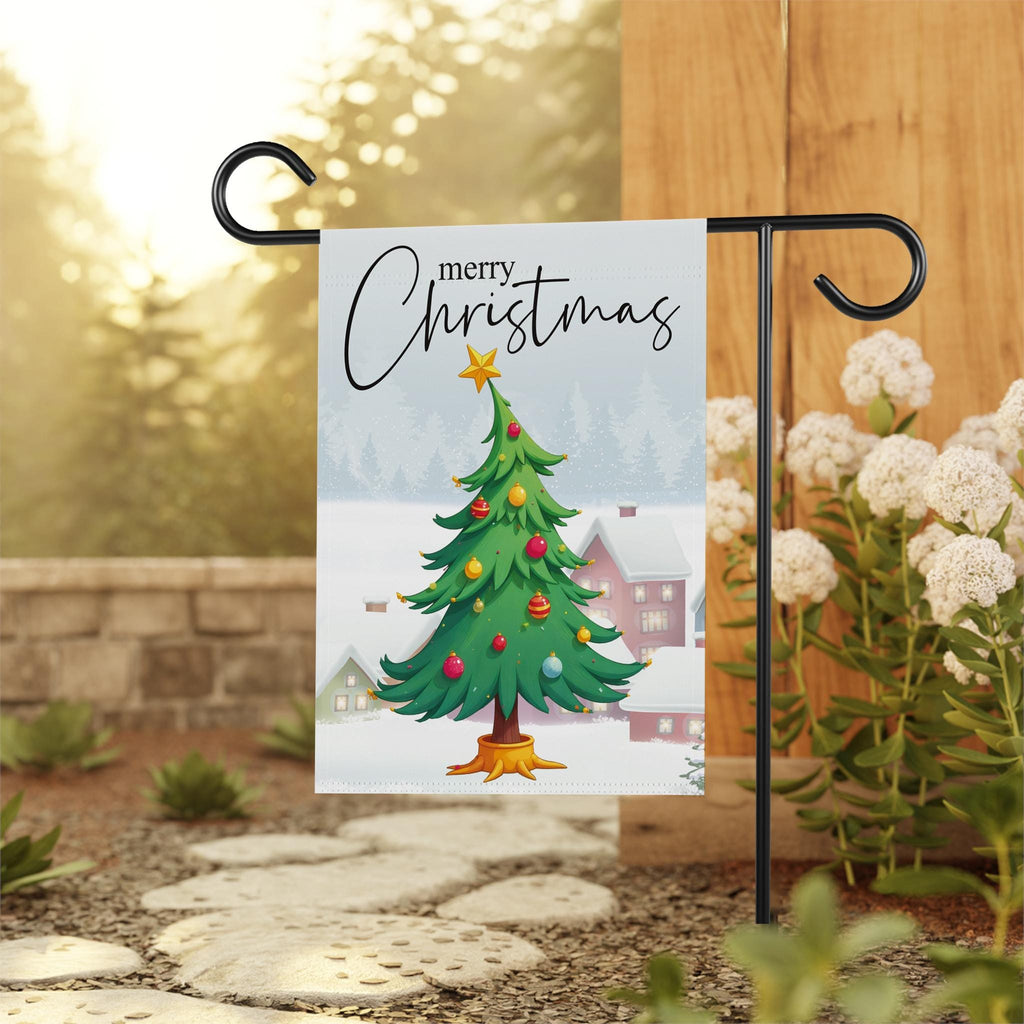 Christmas Garden Flag - 12x18 Inch Double Sided, Christmas Tree Flag, Holiday Flag, Winter Flag, Xmas Tree, Merry Christmas Welcome Flag