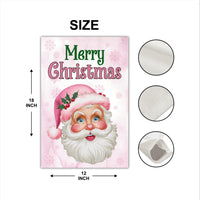 Pink Santa Retro Christmas Garden Flag - 12x18 Inch Double Sided, Christmas Flag, Holiday Flag, Winter Flag, Merry Christmas Welcome Flag