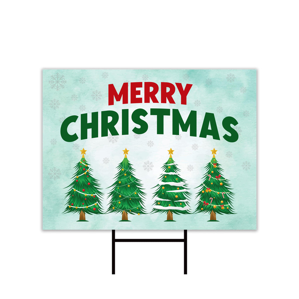 Christmas Yard Sign - Coroplast Christmas Tree Lawn Sign, Holiday, Winter,  Xmas Tree, Merry Christmas Welcome Yard Sign with Metal H-Stake