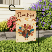 Happy Thanksgiving Turkey Garden Flag - 12x18 Inch Double Sided, Pumpkin Season, Thankful, Fall Flag, Autumn Flag, Thanksgiving Welcome Flag