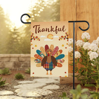 Happy Thanksgiving Turkey Garden Flag - 12x18 Inch Double Sided, Pumpkin Season, Thankful, Fall Flag, Autumn Flag, Thanksgiving Welcome Flag