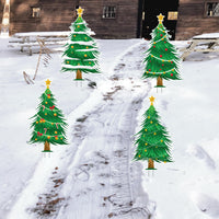 Christmas Tree Yard Sign Cutouts, Christmas Tree Theme Decorations Xmas Tree Walkway Props, Christmas Tree Yard Signs With Metal Stakes