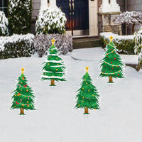 Christmas Tree Yard Sign Cutouts, Christmas Tree Theme Decorations Xmas Tree Walkway Props, Christmas Tree Yard Signs With Metal Stakes