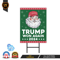 Santa Make America Great Again Yard Sign - Trump Won Again, Christmas Santa Sign, Trump Christmas Holiday Yard Sign with Metal H-Stake