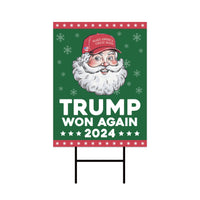 Santa Make America Great Again Yard Sign - Trump Won Again, Christmas Santa Sign, Trump Christmas Holiday Yard Sign with Metal H-Stake