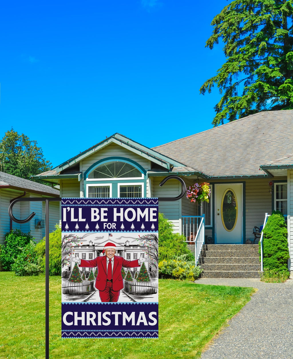 I'll Be Home for Christmas Garden Flag - 12x18 Inch Double Sided, Trump Won Again Flag, Trump Christmas Flag, Make America Great Again Flag