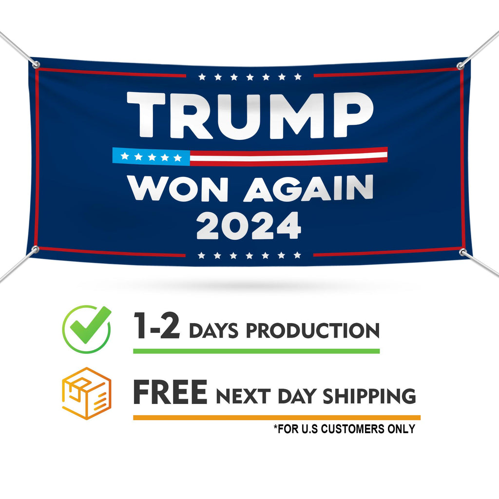 Trump 45-47 Make America Great Again Banner Sign, Trump Won Again, Trump US Flag Sign, Trump 2024 Maga Vinyl Banner with Metal Grommets