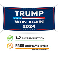 Trump 45-47 Make America Great Again Banner Sign, Trump Won Again, Trump US Flag Sign, Trump 2024 Maga Vinyl Banner with Metal Grommets