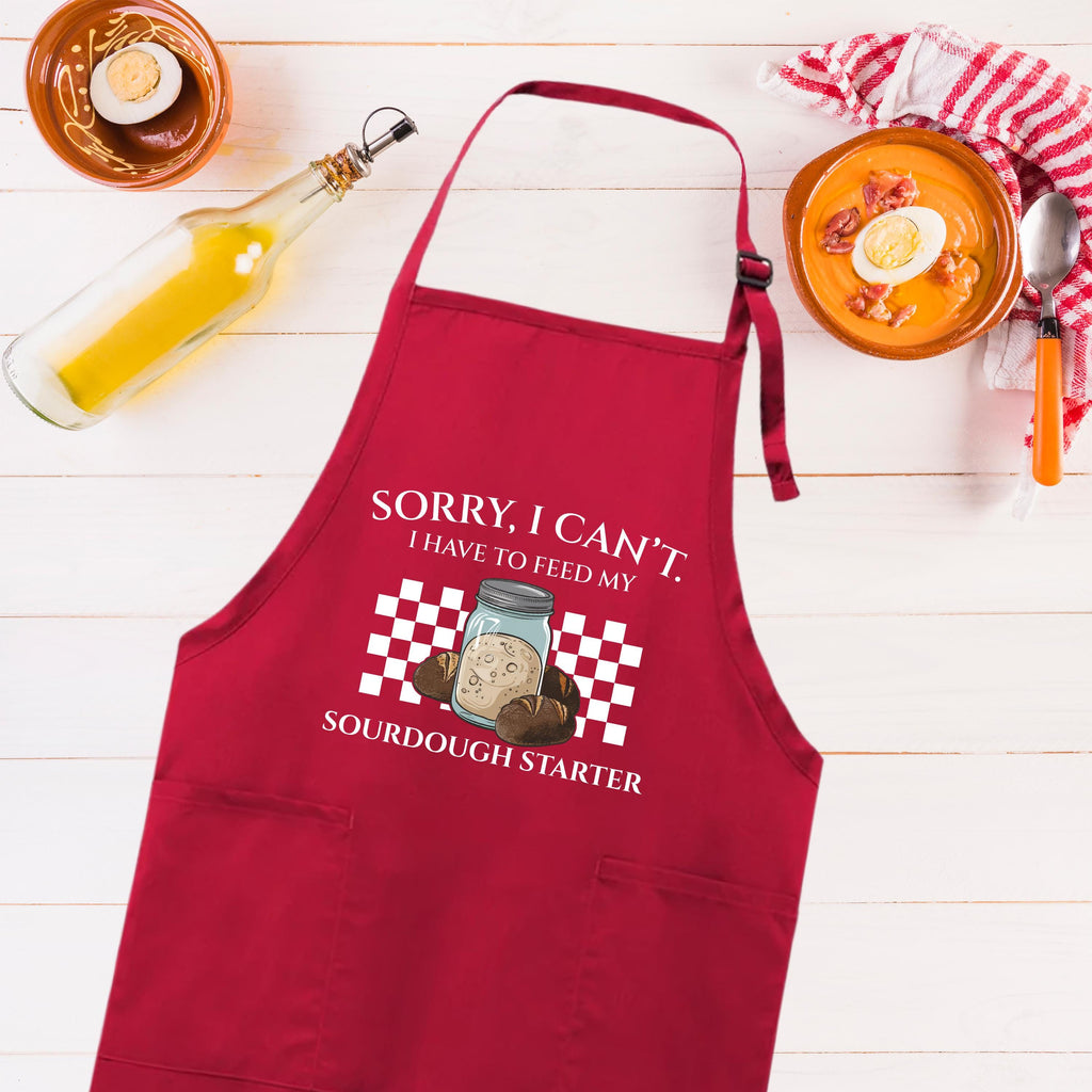 Sorry I Can't I Have To Feed My Sourdough Starter Apron, Adjustable Neck, Full-Length Funny Bread Baking Apron with Pockets, Sourdough Apron