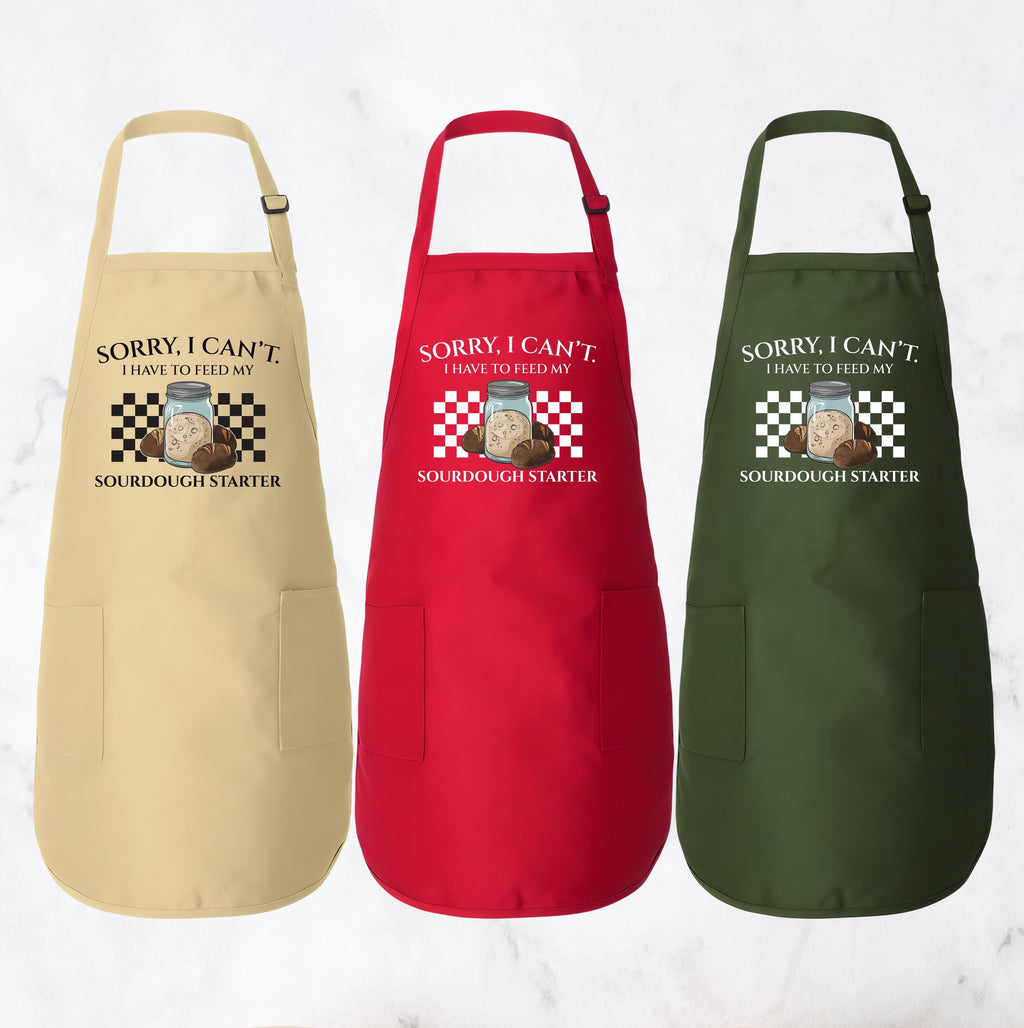 Sorry I Can't I Have To Feed My Sourdough Starter Apron, Adjustable Neck, Full-Length Sourdough Starter  Apron with Pockets, Sourdough Apron
