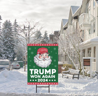 Santa Make America Great Again Yard Sign - Trump Won Again, Christmas Santa Sign, Trump Christmas Holiday Yard Sign with Metal H-Stake